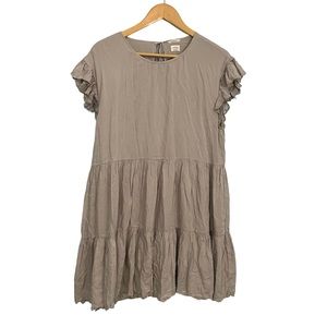 Aritzia Wilfred Gray Ardoise Boheme Tiered Babydoll Mini Dress Flutter Medium
